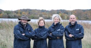 Florian Baier, Carina Peters, Astrid Seidler und Andreas Maron sind als Rangerinnen und Ranger in den Natur- und Landschaftsschutzgebieten im Landkreis Harburg unterwegs. Foto: Landkreis Harburg