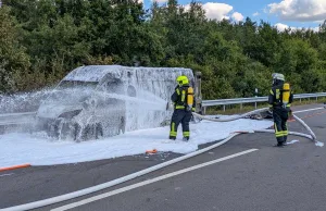 Die Feuerwehr löschte das brennende Fahrzeug. Foto: Feuerwehr