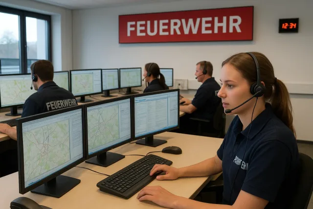 Leitstelle der Feuerwehr Foto: KI/Symbolbild
