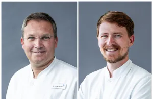 Übergewicht behandeln: Fachärzte informieren über moderne Therapieansätze in Winsen (Luhe) Zum Thema „Übergewicht: Neues zur Behandlung der Adipositas – ist die medikamentöse Therapie Konkurrenz oder Mitstreiter?“ informieren Dr. med. Daniel Abo-Dalo, Leiter der Sektion für Adipositas- und metabolische Chirurgie (links), und Oberarzt Dimitri Kogan (rechts) im GesundheitsGespräch am 19. Februar 2026 um 18 Uhr in der Cafeteria des Krankenhauses in Winsen. Foto: Krankenhäuser Buchholz-Winsen