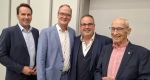 André Bock (v.li.), Dr. Hans-Heinrich Aldag und Jan Bauer (alle CDU) und der FDP-Fraktionsvorsitzende Arno Reglitzky. Foto: CDU Landkreis Harburg