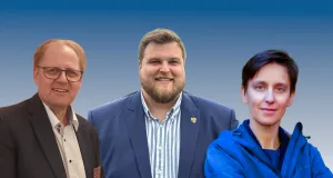 Die Bürgermeisterkandidaten für die Gemeinde Stelle: Claus Petersen (von lins), Jannik Stuhr und Dr. Kathleen Schwerdtner Máñez. Montage: stelle-aktuell.de