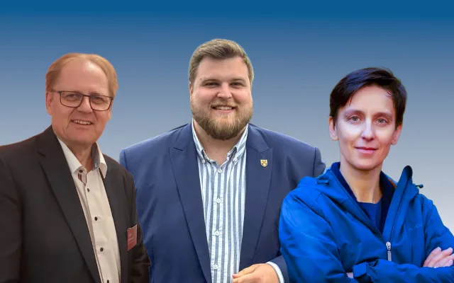 Die Bürgermeisterkandidaten für die Gemeinde Stelle: Claus Petersen (von lins), Jannik Stuhr und Dr. Kathleen Schwerdtner Máñez. Montage: stelle-aktuell.de