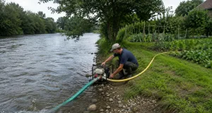 Der Landkreis Harburg warnt: Das Abpumpen von Wasser aus Bächen kann mit Geldbuße geahndet werden. Foto: Symbolbild/KI-generiert