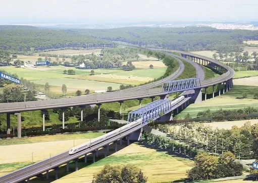 Die Visualisierung zeigt den Neubau Plan der Deutschen Bahn direkt bei Ramelsloh. Grafik Y-Monster