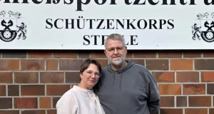 Das Pistolen-Königspaar Nicole Heidtmann und Lars Remmert. Foto: Andreas Hansmann/SK Stelle